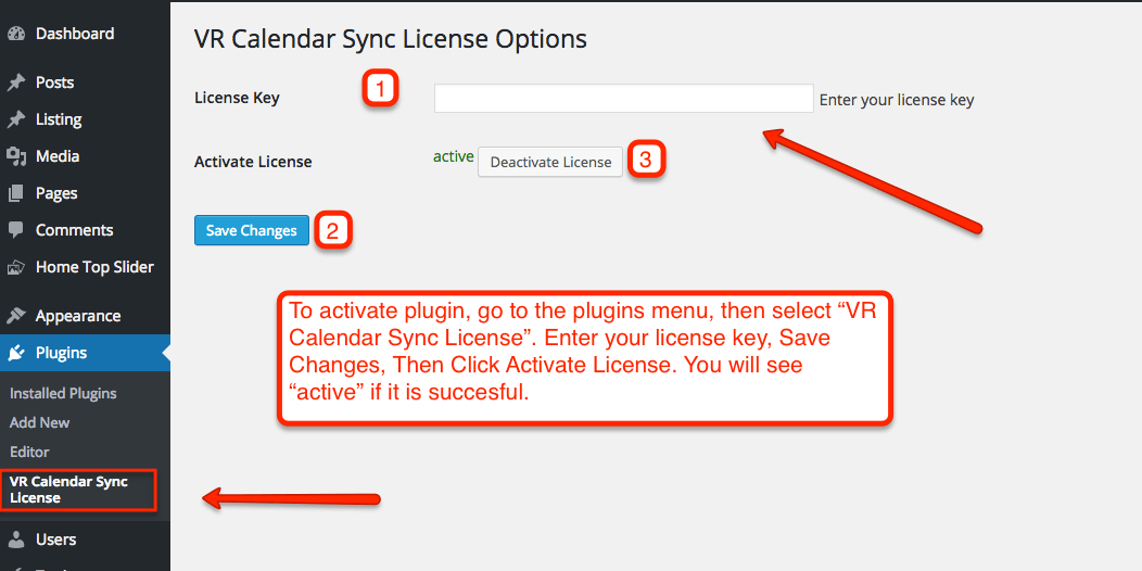 how to activate VR Calendar Sync